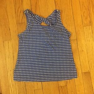 Blue tank top with polka dots